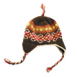 Wool Fair Isle Ear Flap Hat Fleece Lined